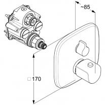 Baterie cada - dus, Kludi, Ameo, cu termostat, crom