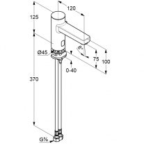 Baterie de lavoar electronica, Kludi, Zenta 75, cu baterie 6V, crom