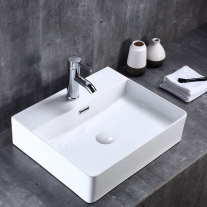 Lavoar pe blat Fluminia, Mercur, 52 cm, dreptunghiular, alb