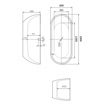 Cada freestanding, Florida, Aura New 180, ovala, cu instalatie completa, alb