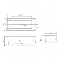 Cada freestanding, Florida, Pure, dreptunghiulara, cu instalatie completa, alb