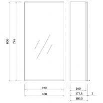 Dulap cu oglinda, Cersanit, Virgo 40, maner negru, gri stejar