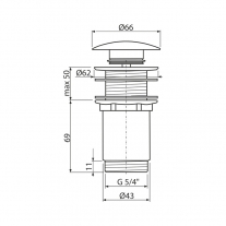 Ventil cu click-clack, AlcaPlast, cu dop mare, fara preaplin, alb