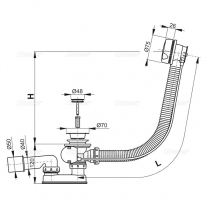 Sifon pentru cada automat, AlcaPlast, ventil cu preaplin, alb