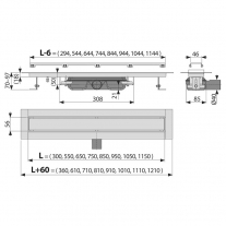 Set rigola de dus cu capac faiantabil, AlcaPlast, APZ115 MARBLE LOW 65 cm