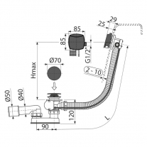 Sifon de cada cu alimentare prin preaplin, Alcaplast, negru-mat
