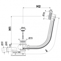 Sifon de cada si ventil cu preaplin, AlcaPlast, bronz-antic