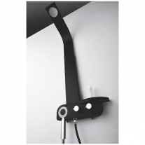 Panel de dus, Nero-Lux, Mediterraneo, cu dus mobil si mixer termostatic, 112 x 13 cm, negru
