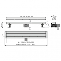 Set rigola de dus cu capac faiantabil, AlcaPlast, APZ13-DOUBLE9 FIT AND GO, 65 cm