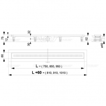 Set rigola de dus, AlcaPlast, Simple, cu capac, 65 cm