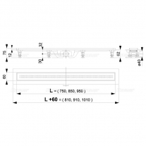 Set rigola de dus, AlcaPlast, Simple, cu capac, 75 cm