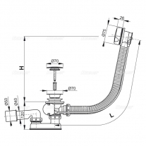 Sifon de cada, AlcaPlast, automat, cu preaplin, L=57 cm, alb