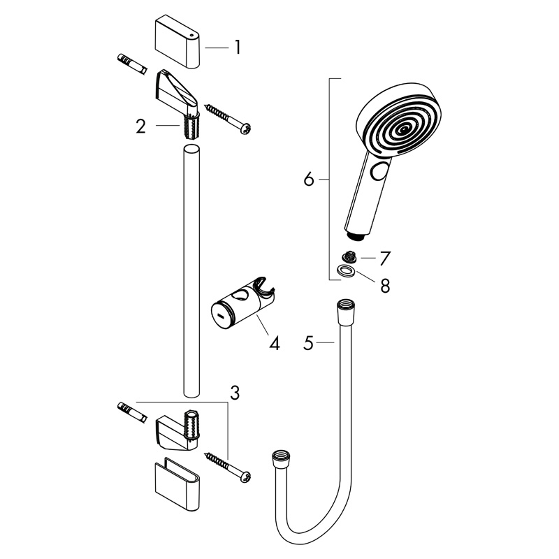 Set de dus Hansgrohe, Pulsify Select 105, 3 jeturi Relaxation si bara de dus, negru mat