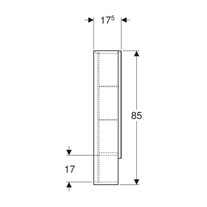 Dulap suspendat cu oglinda, Geberit, Selnova Square, alb, 80 cm