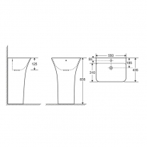 Lavoar stativ, Fluminia, Aramis 55, back-to-wall, alb