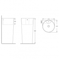Lavoar stativ, Fluminia, Athos-B, rotund, 40 cm, alb