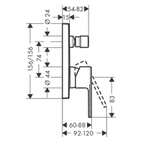 Baterie cada - dus, Hansgrohe, Vernis Shape, cu montaj incastrat, crom