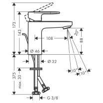 Baterie lavoar, Hansgrohe, Vernis Blend 100, cu ventil pop-up, negru mat