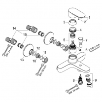 Baterie cada - dus, Hansgrohe, Vernis Blend, negru mat