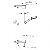 Set de dus cu bara 65 cm Hansgrohe, Vernis Blend Vario, cu furtun, crom