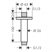 Brat de dus, Hansgrohe, Vernis Blend, cu montaj pe tavan, 10 cm, crom