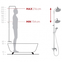 Set de dus Ferro, Algeo, cu baterie cada - dus, crom