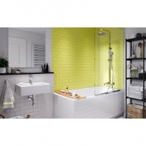 Set de dus Ferro, Algeo, cu baterie cada - dus, crom