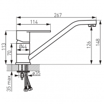 Baterie de bucatarie, Ferro, Algeo, cu pipa mobila, crom