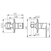 Baterie de dus Ferro, Algeo, incastrabila, crom