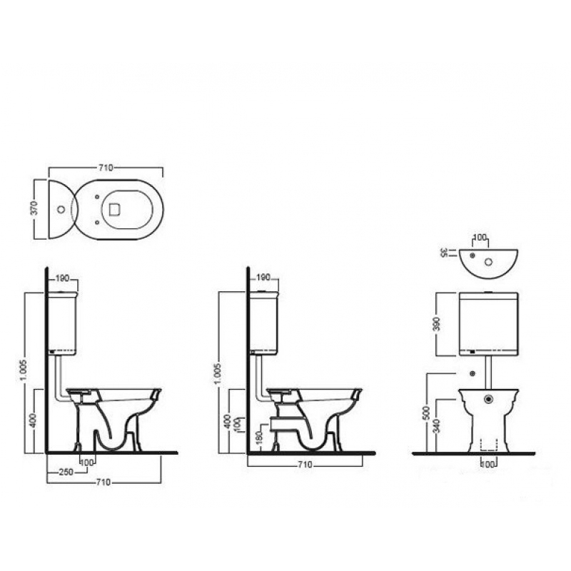 Rezervor vas WC, Hatria, Dolcevita, la semiinaltime, alb