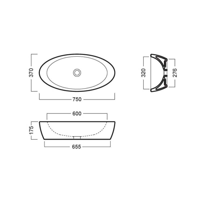 Lavoar pe blat Hatria, Nido, 75 cm, oval, alb