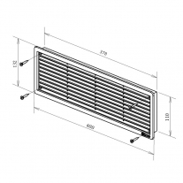 Set 2 bucati rama de aerisire Haco, dubla, pentru usi, 40 x 13 cm, alb