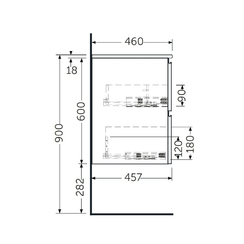 Mobilier suspendat, Rak, Joy, pentru lavoar incastrabil, 100 cm, ulm
