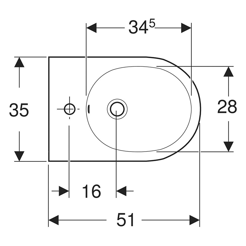 Bideu suspendat, Geberit, Acanto, 51 cm, alb
