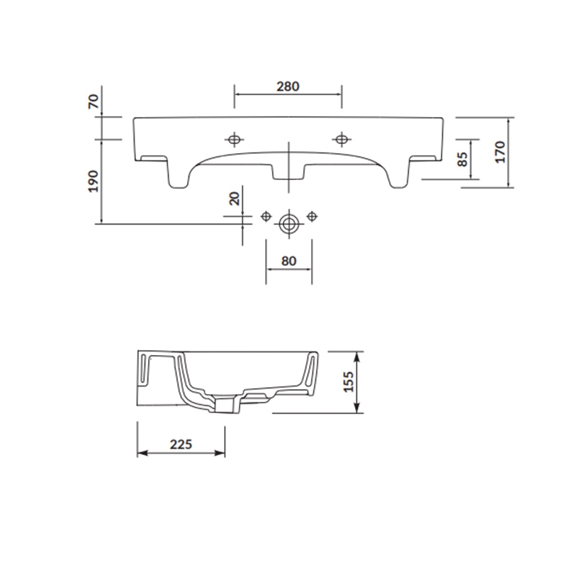 Lavoar pentru mobilier Cersanit, Virgo, 80 cm, alb