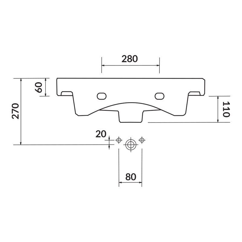 Lavoar slim pentru mobilier, Cersanit, Moduo, 60 x 38 cm, alb