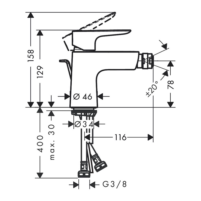 Baterie cada-dus Hansgrohe, Talis E, bronz periat