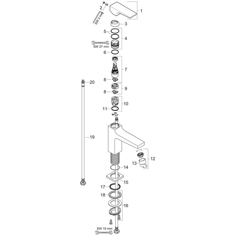 Baterie lavoar cu ventil, Hansgrohe, Metropol 100, bronz periat