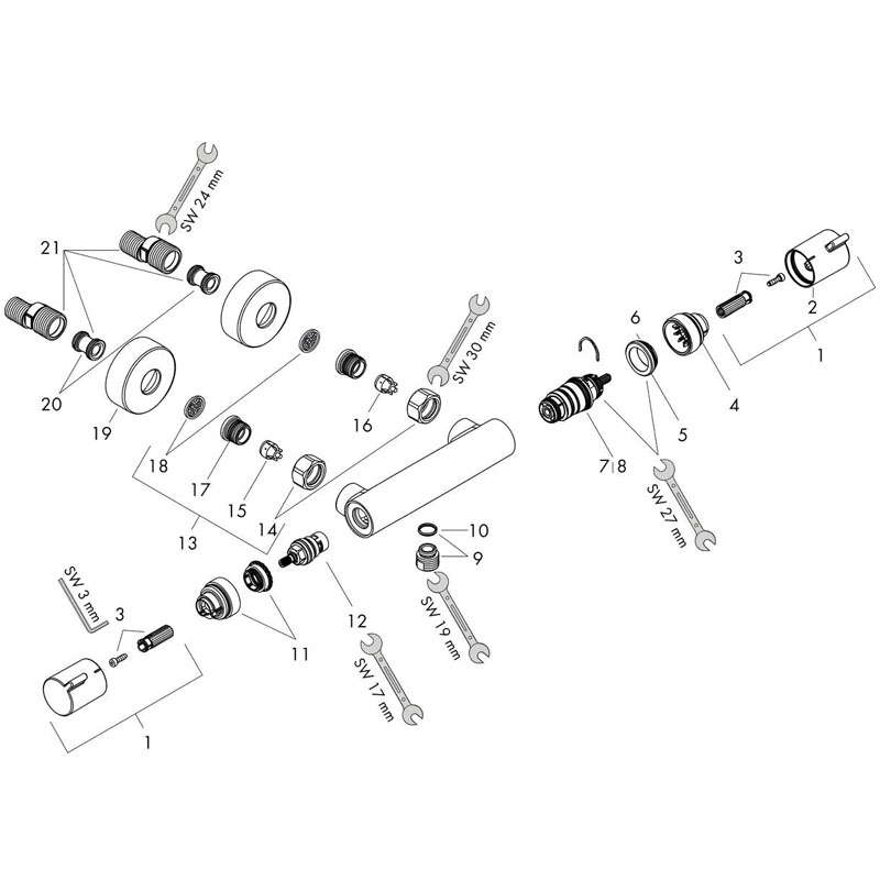 Baterie dus termostatata, Hansgrohe, Ecostat Comfort, bronz periat