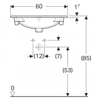 Lavoar incastrat, Geberit, Acanto, cu montaj pe mobilier, alb