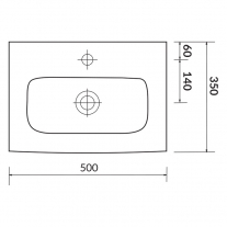 Lavoar slim pentru mobilier, Cersanit, Moduo, 50 x 35 cm, alb