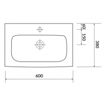 Lavoar slim pentru mobilier, Cersanit, Moduo, 60 x 38 cm, alb