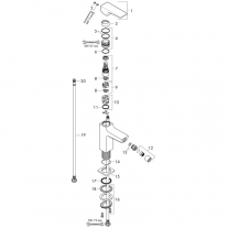 Baterie bideu cu ventil click-clack, Hansgrohe, Metropol, bronz periat