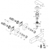 Baterie cada - dus, Hansgrohe, Metropol, bronz periat