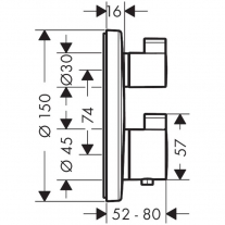 Baterie dus termostatata, Hansgrohe, Ecostat S, auriu lucios