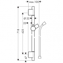 Bara de dus, Hansgrohe, Unica S Puro, cu furtun, 65 cm, bronz periat