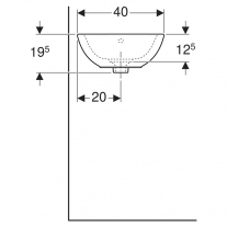 Lavoar pe blat, Geberit, Citterio, asimetric, alb