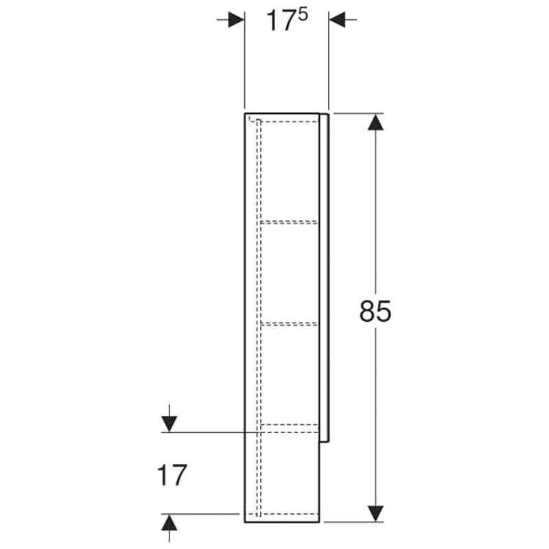 Dulap suspendat cu oglinda, Geberit, Selnova Square, 60 cm, nuc american hickory deschis
