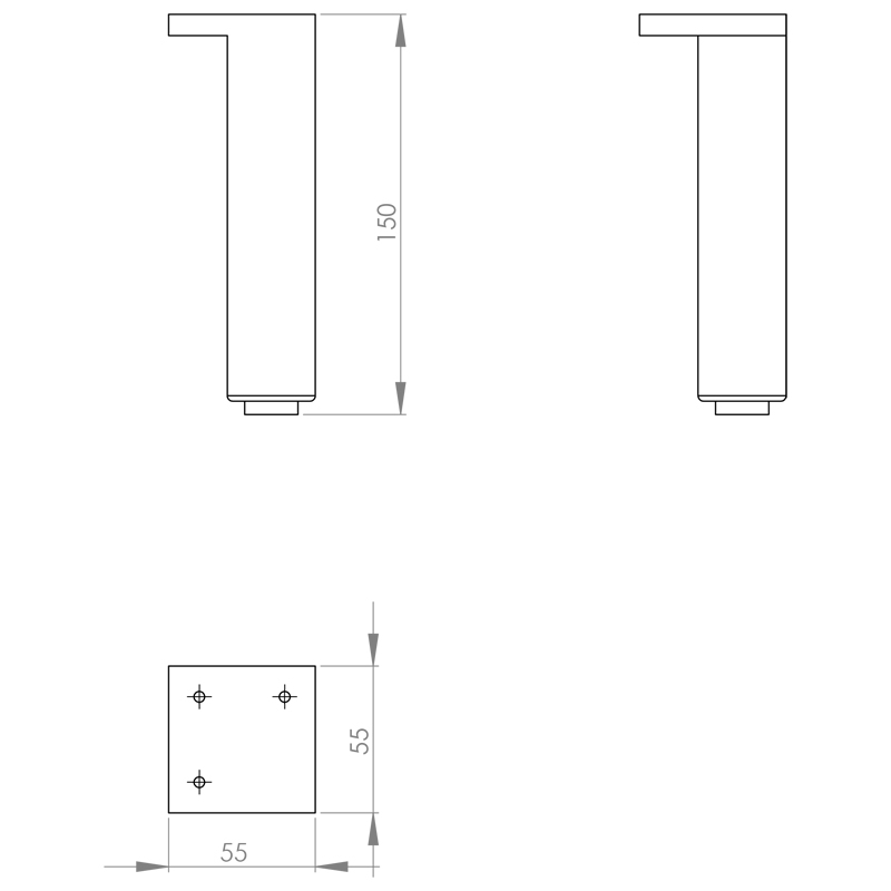 Set de 2 picioare, Kolo, Rekord, pentru mobilier, crom