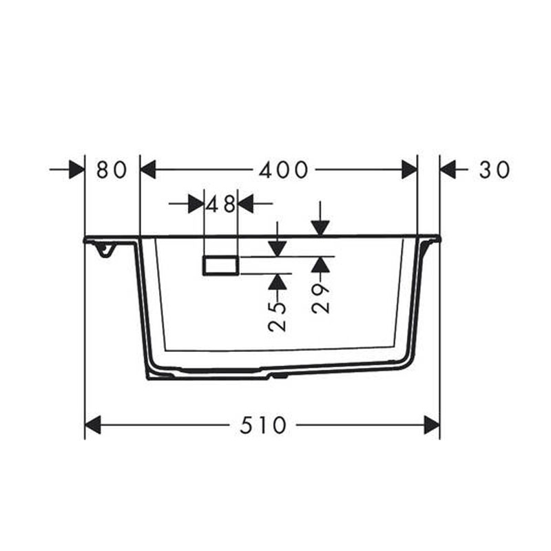 Chiuveta de bucatarie Hansgrohe, SilicaTec, 1 cuva, 56x51 cm, negru grafit